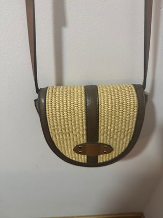 Bolso de rafia y piel