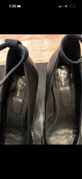 Zapatos de cuña de piel negros talla 39