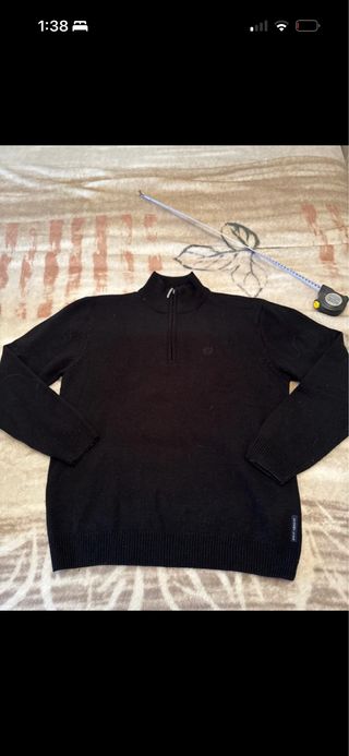 Jersey Negro Media Cremallera Talla XXL