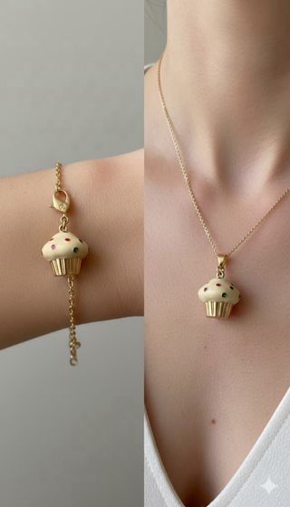 Charm Cupcake Dorado de Swarovski