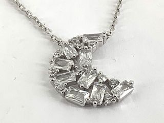 cadena plata 925mm con piedra con circonita 19 2.5cm