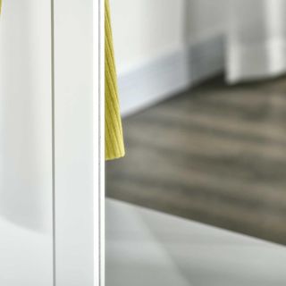 Perchero de Pie con Espejo Zapatero 4 Ganchos Madera 80X40X170Cm Blanco