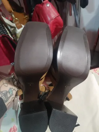 Sandalias Zara Piel Plataforma Talla 41