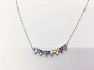 cadena plata 925mm con piedra con circonita 19 2.5cm