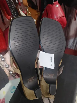 Sandalias tacón kitten piel marrón talla 41