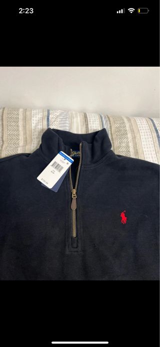 Sudadera Ralph Lauren Negra Media Cremallera Talla