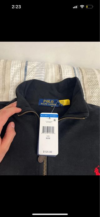 Sudadera Ralph Lauren Negra Media Cremallera Talla