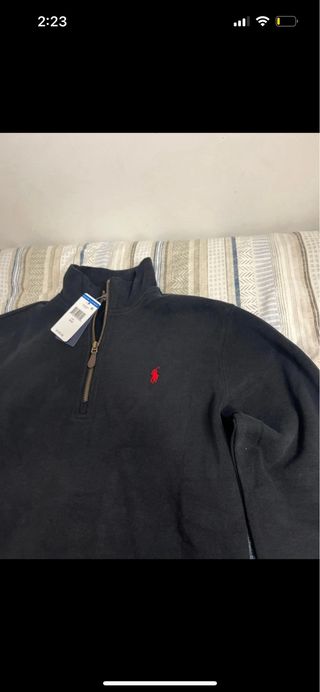 Sudadera Ralph Lauren Negra Media Cremallera Talla