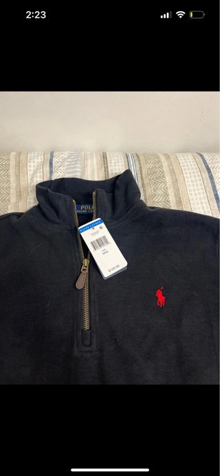 Sudadera Ralph Lauren Negra Media Cremallera Talla