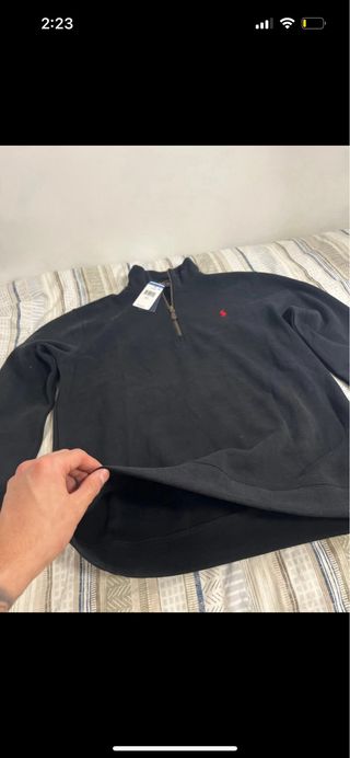 Sudadera Ralph Lauren Negra Media Cremallera Talla