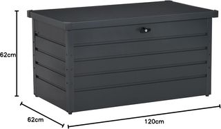 Banco Baúl Contenedor De Jardín Con Llave, Caja Moderna De Acero, Gris, 120X62X62Cm