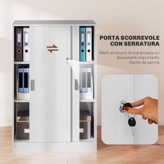 Armario De Oficina Con 3 Estantes Y 2 Llaves De Seguridad, Mueble De Oficina En Aglomerado, 80X40X120 Cm, Blanco