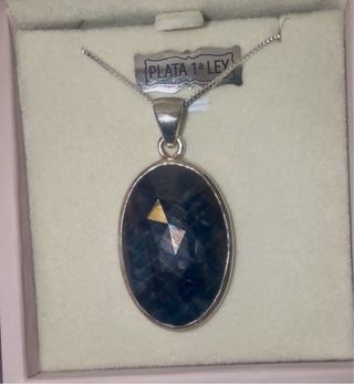 Colgante Zafiro Azul Facetado Plata 1ª Ley