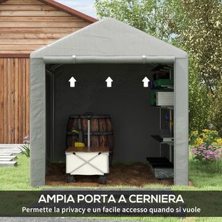 Cobertizo para Herramientas 1.6X2M Plegable, Tenda de Garaje para Bicicletas y Motos con Cubierta Anti-Uv y Puerta Ancha, Gris Claro