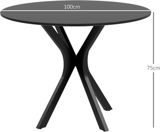 Mesa De Comedor Redonda para 4 Personas, Mesa De Cocina Moderna Con Tablero de Madera, Ø100X75Cm, Negro