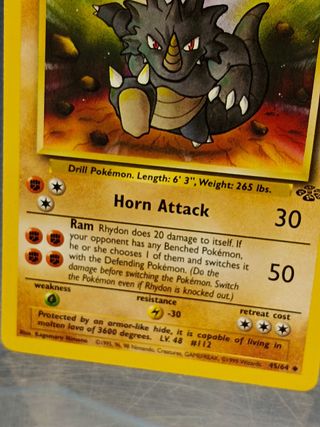 carta suelta, pokemon, Rhydon (JU 45)