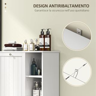 Mueble Portabienvenida para Baño Con Cesto Extraíble, Armario Mueble de Baño Ahorra Espacio, Mueble de Lavandería Con Bolsa de Ropa Plegable Y 3 Estantes, 60X38X86 Cm, Blanco