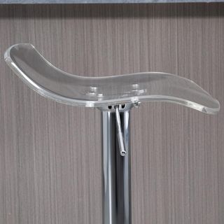 Set di 2 Sgabelli da Bar con Altezza Regolabile, Sgabelli da Cucina Alti con Sedile Girevole e Poggiapiedi in Metallo e Acrilico, 39X39X67-87 Cm, Trasparente