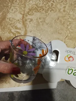 Set 6 Bicchieri in vetro decorato con fiori