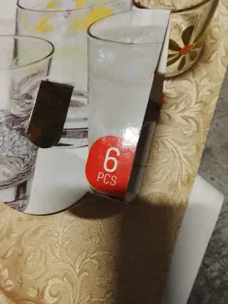 Set 6 Bicchieri in vetro decorato con fiori