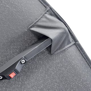 Sombrilla Doble Inclinable 295X150Cm Con Manivela, Luces LED, Base en Cruz Y Ventilaciones, Sombrilla de Jardín con 12 Varillas de Acero y Poliéster, para Jardín Terraza Balcón