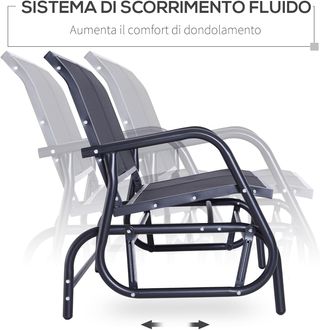 Banco de Columpio de Jardín de 2 Plazas en Metal y Tejido de Malla Transpirable, 120X70X85Cm, Negro