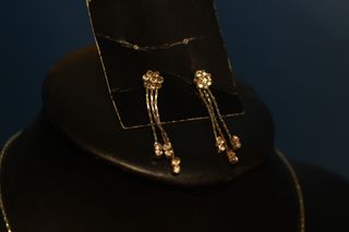 Conjunto Collar + Pendientes Flores PLATA (color) Vintage Abalorios