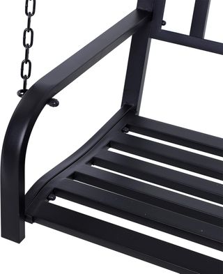 Columpio Suspendido de Jardín para 2 Personas, Romántico Banco de Metal Negro para Exteriores, 127 X 60 X 47Cm