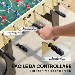 Futbolín Plegable, Biliardino Pieghevole con Manici Antiscivolo, 8 Barre, 22 Giocatori, 2 Palle, Marcatore, per Bambini e Adulti, per Scuola, Ufficio, Feste, 118X107.5X78 Cm, Colore Legno