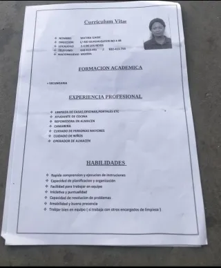 Asistenta. Cuidado de personas. Sector Servicios.