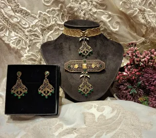 Aderezo huertana fallera oro y verde