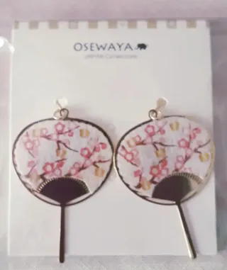 Pendientes abanico japonés Sakura