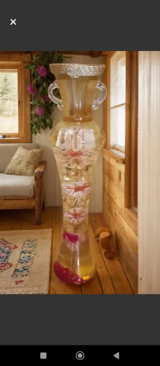 Jarrón Decorativo 70cm Flores Encapsuladas