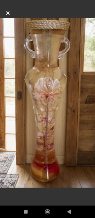 Jarrón Decorativo 70cm Flores Encapsuladas