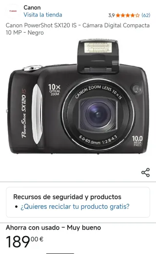 Cámara Canon PowerShot SX120 IS Negra