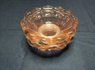 Set 4 Ciotole Vetro Rosa Lavorato Anni '40