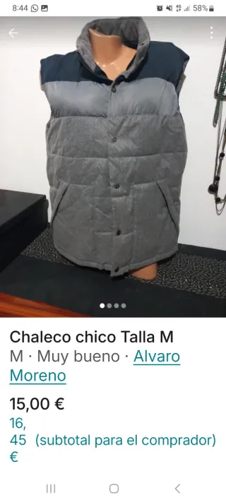 Chaleco chico Talla M gris y azul