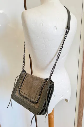 Borsa Zara in vera pelle verde