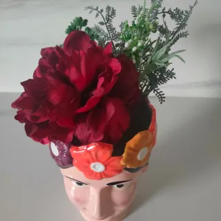 Jarrón Frida Kahlo Flores Cerámica
