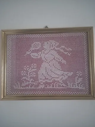 Quadro uncinetto con cornice