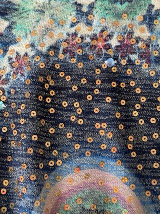Jersey Desigual lentejuelas beige multicolor