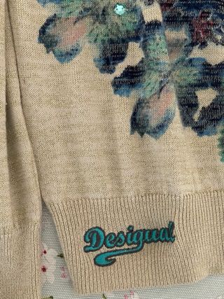 Jersey Desigual lentejuelas beige multicolor
