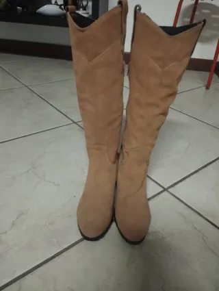 Stivali donna vera pelle beige