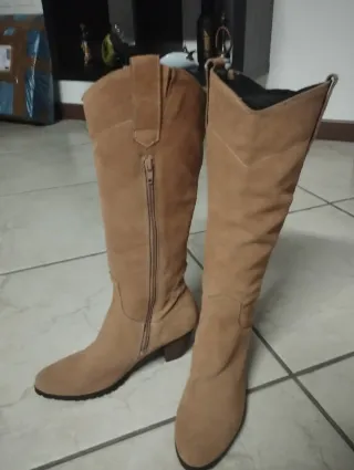 Stivali donna vera pelle beige