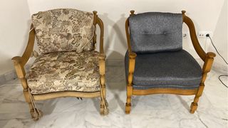 2 Butacas de madera y tela