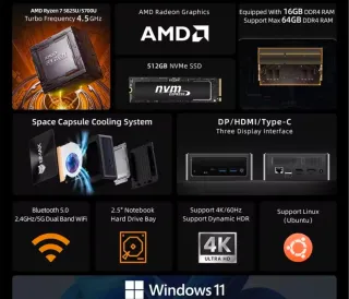 Mini PC Bmax B5 A Pro Ryzen 7