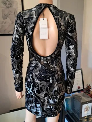 Vestido Terciopelo Negro y Strass