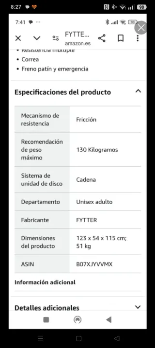 Bicicleta Estática FITTER RIDER RI-5X