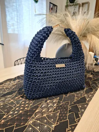 Borsa uncinetto blu