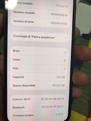 iPhone 14 512GB Midnight - Display/Batteria Nuovi